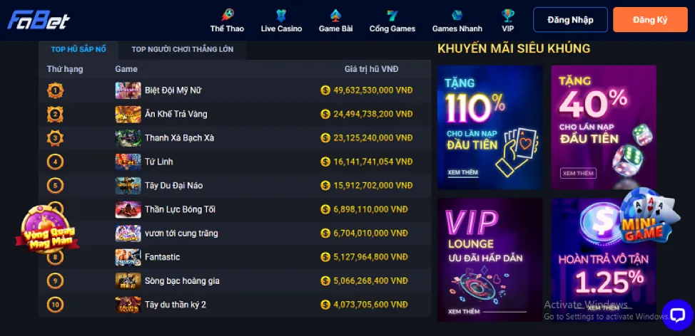 Giao diện nạp tiền và khuyến mãi banca90 iOS
